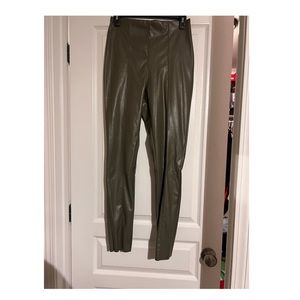 green faux leather pants
